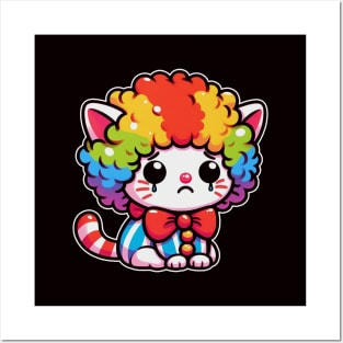 Sad clown cat Posters and Art